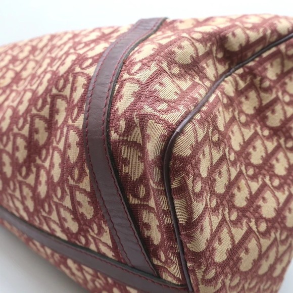 Vintage Christian Dior Trotter Boston Bag Burgundy Diorissimo Canvas - Picture 9 of 11